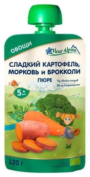 Овочеве пюре Fleur Alpine Органік Солодкий картопля - Морква - Брокколі, 120 г - Pampik