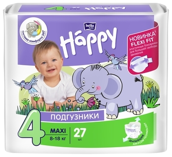 Подгузники Bella Baby Happy 4 (8-18 кг), 27 шт. - Pampik