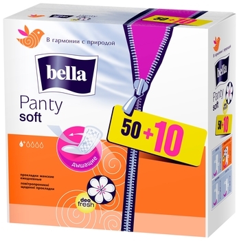 Ежедневные прокладки Bella Panty Soft deo fresh, 50+10 шт. - Pampik