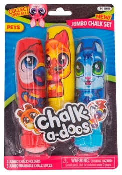 Набір кольорової крейди для малювання Scentos з власником Веселі вихованці, 3 кольори (13698) - Pampik