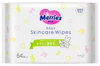 Вологі серветки Merries Flushable змінний блок, 64 шт. - Pampik