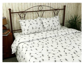 Простыня Руно, Fly White, бязь, 240х220 см, белый с серым (76.114Б_Fly white) - Pampik