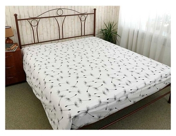 Простыня Руно, Fly White, бязь, 240х220 см, белый с серым (76.114Б_Fly white) - Pampik - 4