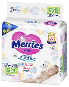 Підгузки на липучках Merries S (4-8 кг), 24 шт. - Pampik - 2