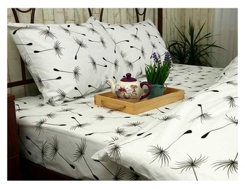 Простирадло Руно, Fly White, бязь, 220х200 см, білий із сірим (82.114Б_Fly white) - Pampik - 2