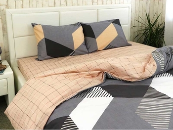 Комплект постільної білизни Руно Скарлет, сатин, 215х143 см, сірий з бежевим (1.137А_Скарлет) - Pampik - 4