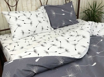 Комплект постільної білизни Руно Fly, бязь, 215х143 см, білий із сірим (1.114Б_Fly_1) - Pampik - 3