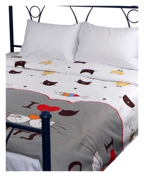Комплект постільної білизни Руно My cat 1, сатин, 240х220 см, різнобарв'я (845.137К_My cat_1) - Pampik
