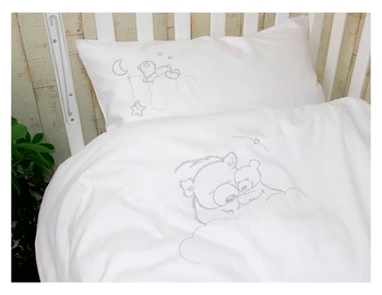 Комплект постільної білизни Руно Ведмедик, сатин, білий (932.137ВУ_Ведмедик_2) - Pampik