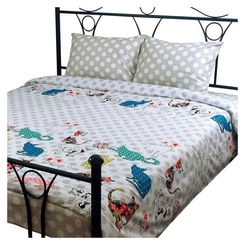 Комплект постільної білизни Руно Cat, сатин, 240х220 см, різнобарв'я (845.137К_Cat) - Pampik