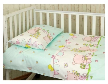 Комплект постільної білизни Руно Ведмежата в колисці, бязь, різнобарв'я (932.02_Ведмедики у візочку) - Pampik