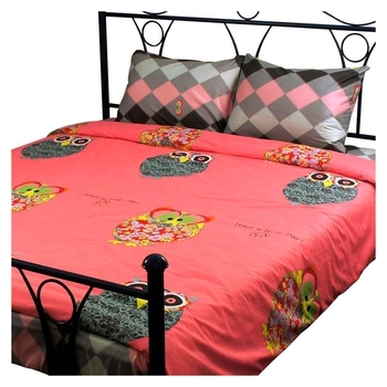 Комплект постільної білизни Руно Owl, сатин, 240х220 см, різнобарв'я (845.137К_Owl) - Pampik