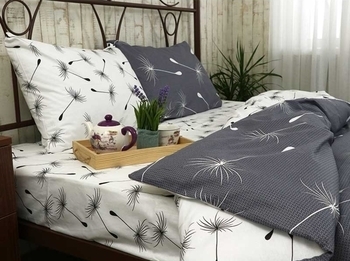 Комплект постільної білизни Руно Fly, бязь, 220х200, білий із сірим (677.114Б_Fly) - Pampik - 2