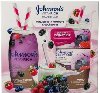 Подарунковий набір Johnson's Vita Rich Лісові Ягоди, гель для душу + мило в подарунок - Pampik