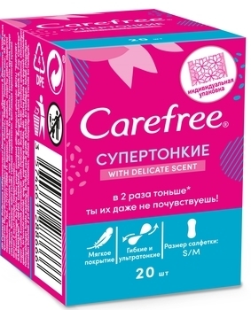 Щоденні прокладки Carefree with Cotton feel, 20 шт. - Pampik