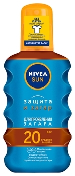 Солнцезащитное масло Nivea Защита и загар, SPF 20, 200 мл - Pampik