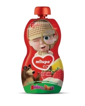 Подарунок. Фруктове пюре Milupa Pouch Банан-полуниця, 100 г - Pampik