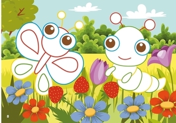 Перші розмальовки з кольоровим контуром і наліпками. Комахи - Pampik - 3