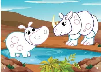 Перші розмальовки з кольоровим контуром і наліпками. Африка - Pampik - 2