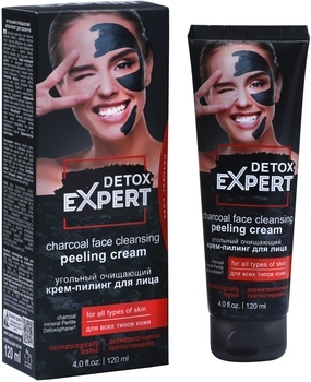 Крем-пилинг для лица Detox expert Угольный очищающий, 120 мл - Pampik