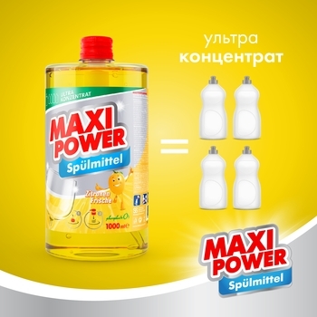 Засіб для миття посуду Maxi Power Лимон з губкою, 1 л - Pampik - 3