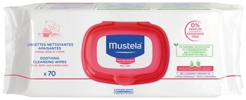 Вологі серветки Mustela Soothing Cleansing Wipes, для чутливої ​​шкіри, 70 шт. - Pampik