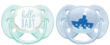 Силиконовая ортодонтическая пустышка Philips Avent Ultra Soft, 0-6 мес., бирюзовый с голубым, 2 шт. (SCF222/01) - Pampik