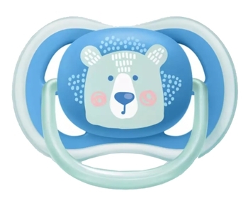Силіконова ортодонтична пустушка Philips Avent Ultra Air "Animal", 6-18 міс., блакитний, 2 шт. (SCF085/03) - Pampik - 3