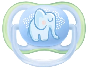 Силиконовая ортодонтическая пустышка Philips Avent Ultra Air "Animal", 0-6 мес., голубой с желтым, 2 шт. (SCF085/01) - Pampik - 2