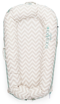 Матрац-кокон DockATot Deluxe + Silver Lining, 0-8 міс., білий з бежевим (EU10302) - Pampik