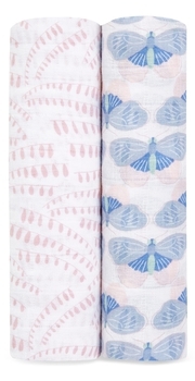 Набор муслиновых пеленок Aden + Anais Deco, 120х120 см, розовый, голубой, 2 шт. (ASWC20013) - Pampik