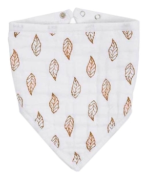 Слинявчик-бандана Aden + Anais Dahlias - Gold Leaf, муслін, білий (7187) - Pampik