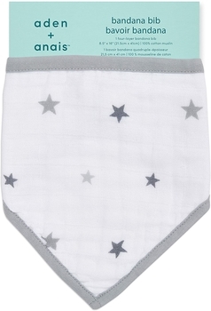 Слюнявчик-бандана Aden + Anais Twinkle, муслин, белый (7160G) - Pampik - 2
