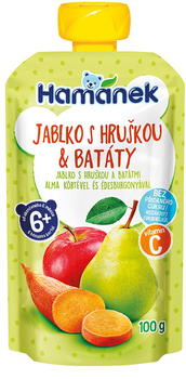 Пюре Hamanek Pouch Яблоко с грушей и бататом, 100 г - Pampik