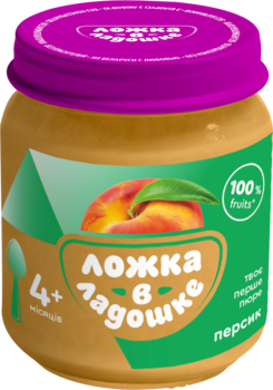 Пюре Ложка в долоньці Персик, 100 г - Pampik