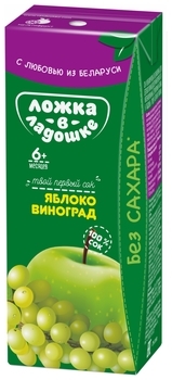 Сік Ложка в долоньці Яблучно-виноградний з білого сорту винограду, 200 мл - Pampik