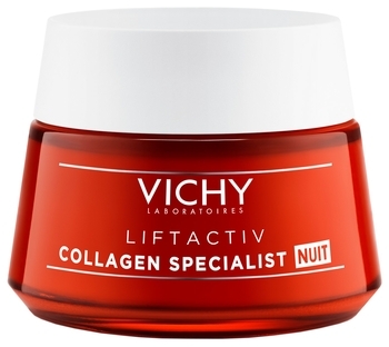 Ночной антивозрастной крем-уход Vichy Liftactiv Collagen Specialist Night Cream с эффектом корекции морщин придания упругости и восстановления сияния, 50 мл - Pampik