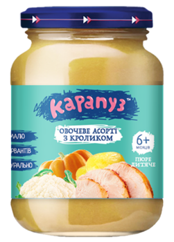 Пюре Карапуз Овощное ассорти с кроликом, 125 г - Pampik