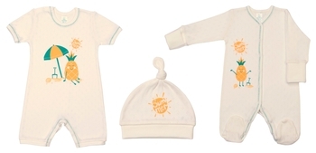 Набір Baby Veres Ananas Пісочник-Чоловічок-Шапочка, трансферна рібана, р. 56, бежевий - Pampik