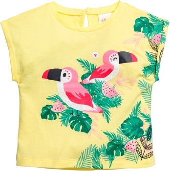 Футболка H&M, бавовна, р.68, жовтий папуги (5807326ф) - Pampik