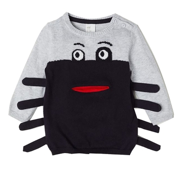 Джемпер H&M, бавовна, р.80, чорний з сірим (9Z6806088) - Pampik