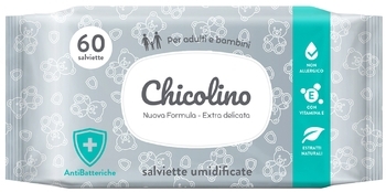 Вологі серветки для дорослих та дітей Chicolino Антибактеріальні, 60 шт. - Pampik