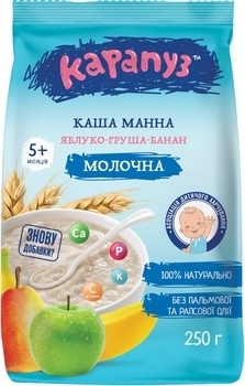 Молочна каша Карапуз Манна з фруктами, 250 г - Pampik
