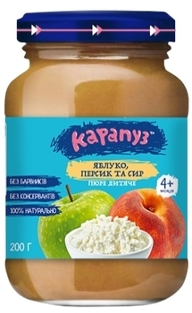 Пюре Карапуз Яблуко, персик і сир, 200 г - Pampik