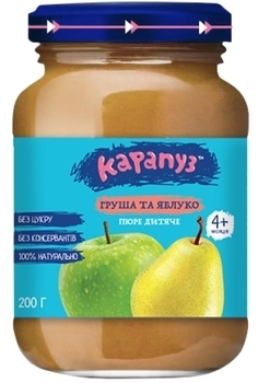 Пюре Карапуз Груша і яблуко, 200 г - Pampik