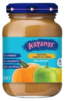 Пюре Карапуз Рум'яні щічки з яблуком, гарбузом та айвою, 200 г - Pampik