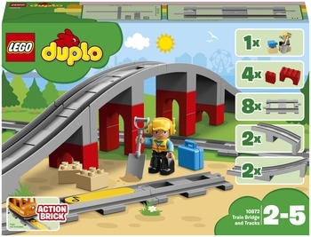 Конструктор LEGO DUPLO Town Залізничний міст і рейки, 26 деталей (10872) - Pampik