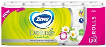 Тришаровий туалетний папір Zewa Deluxe Ромашка, 20 рулонів - Pampik - 2