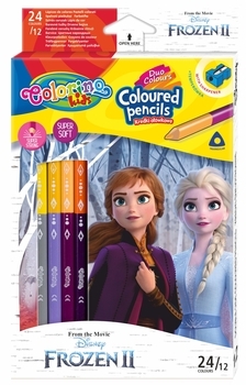 Олівці кольорові Colorino Duo Colors Frozen, з точилкою, 24 кольори, 12 шт. (91017PTR) - Pampik