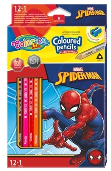 Олівці кольорові Colorino Spiderman, з точилкою, 13 кольорів, 12 шт. (91789PTR) - Pampik